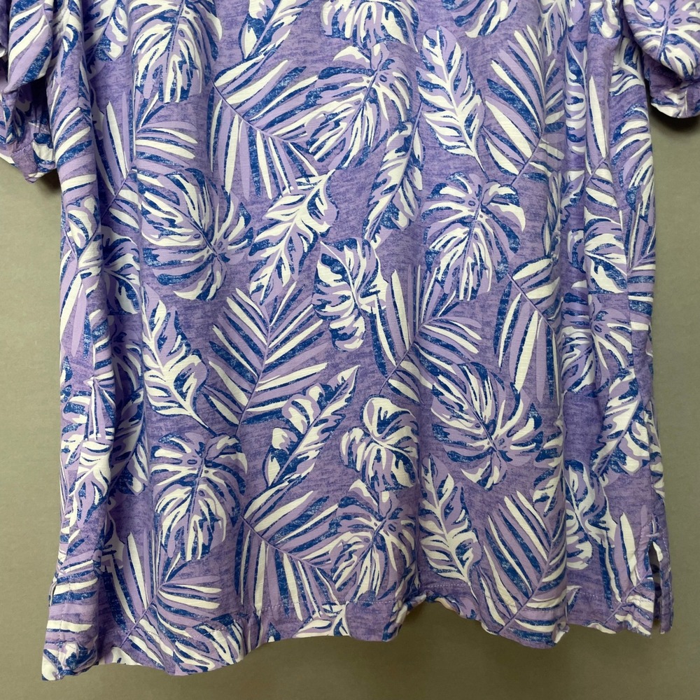 Tommy Bahama Shirt Men Large Purple Tropical Palm Leaf Print Viscose Button-Up - Picture 6 of 11